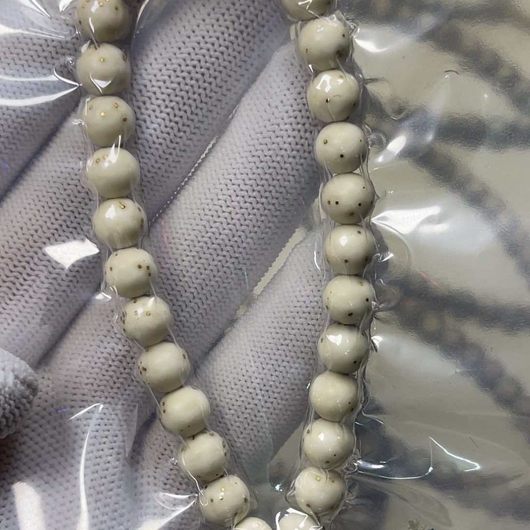 手串星月菩提8m骨瓷白带月圆珠3/2留白