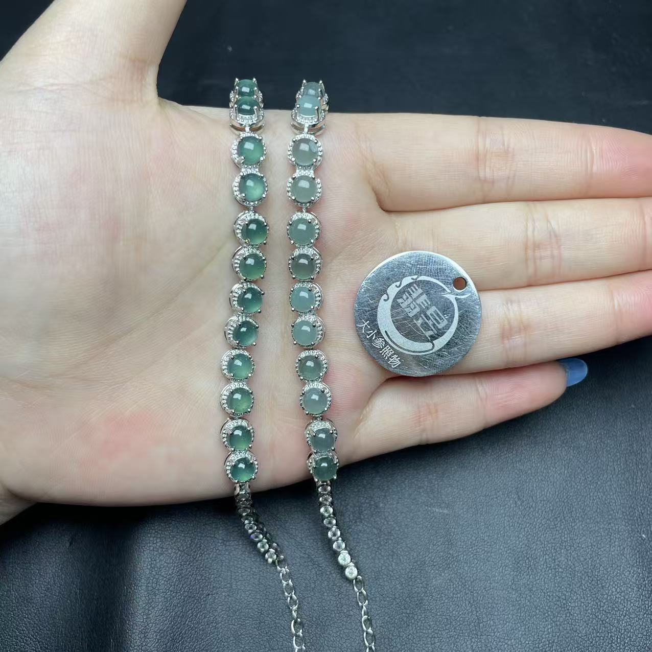 翡昱-N78-66836-天然A货翡翠手链-多样性发其一