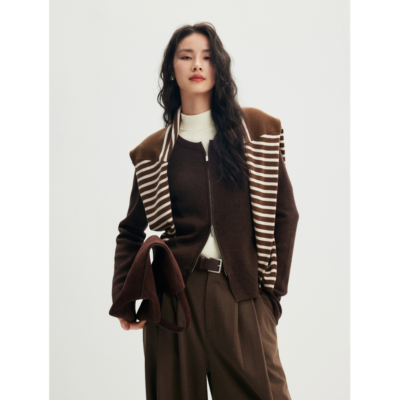 棉仓【初棉】-全羊毛双拉链打底针织衫合体微修身356635011