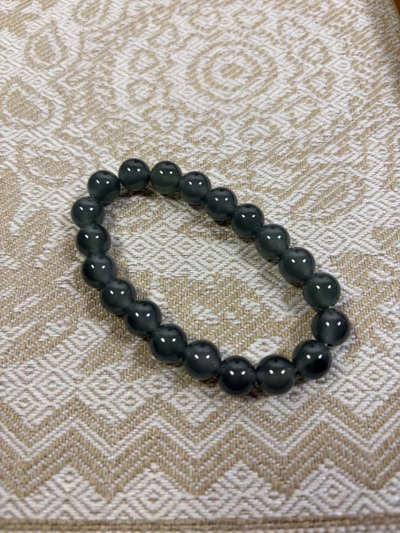 冰种蓝水圆珠手串单圈时尚