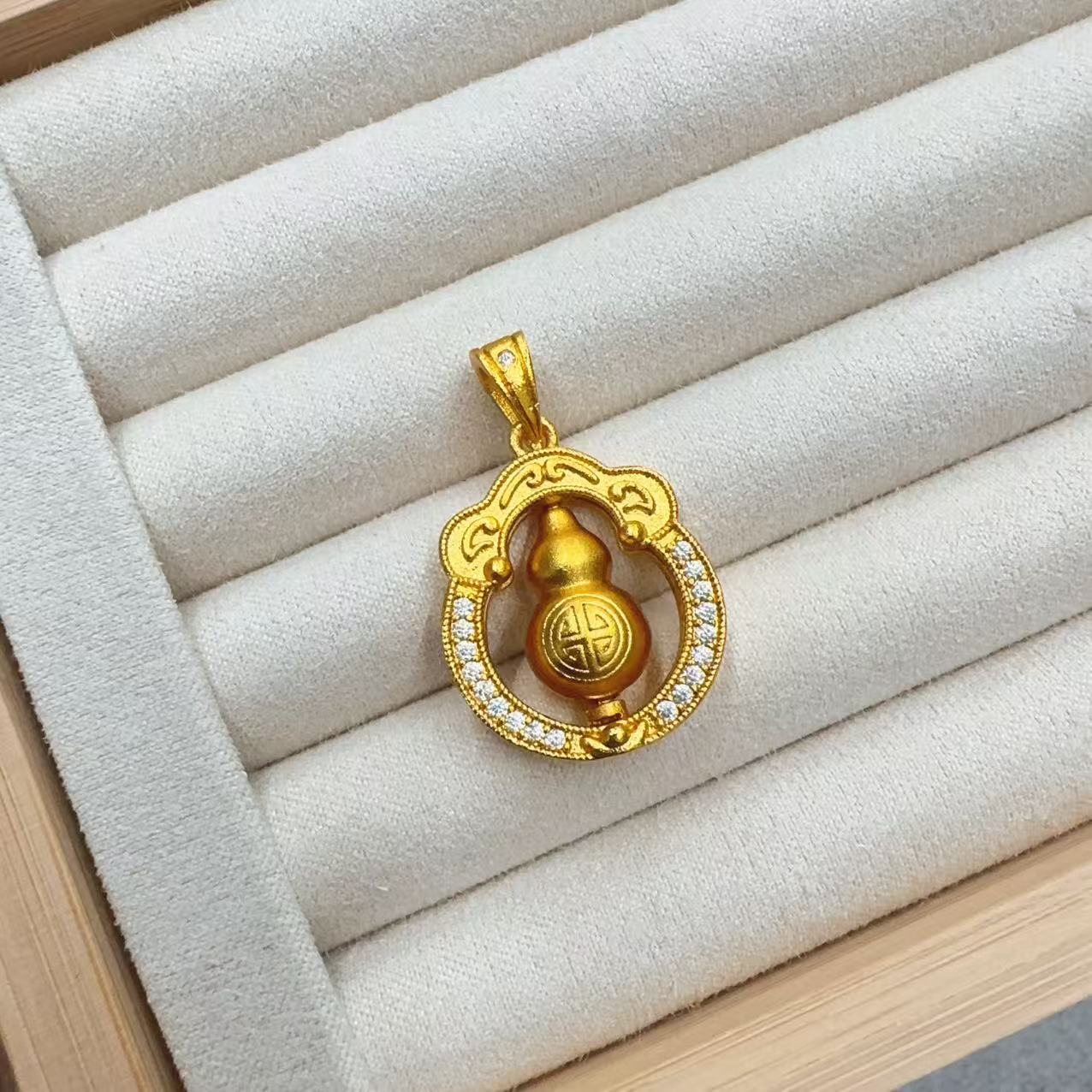 吊坠 古法点钻福禄旋转葫芦吊坠 310680