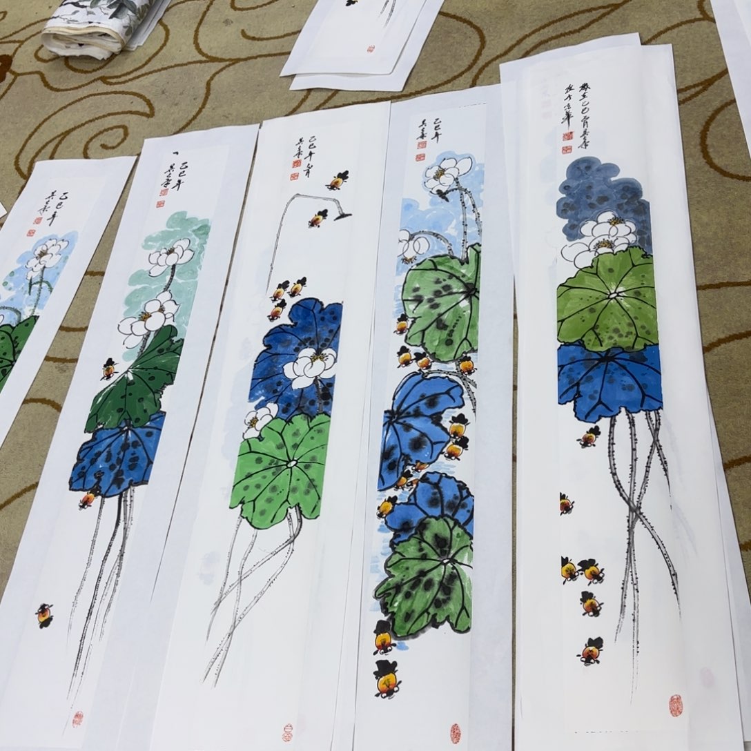 国画脸*四条屏花鸟花鸟赵