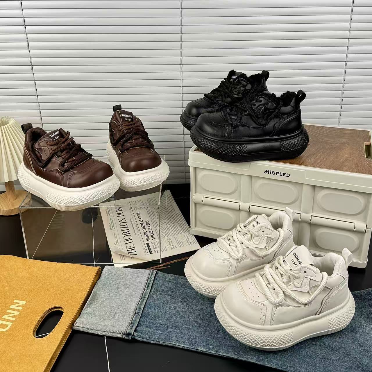 【欣】2025新款休闲时尚厚底丑萌鞋学院风增高防滑加绒保暖百搭女鞋