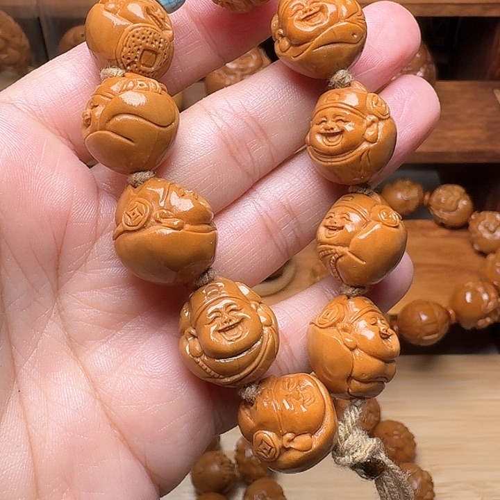 橄榄核手串/手链光背小财神