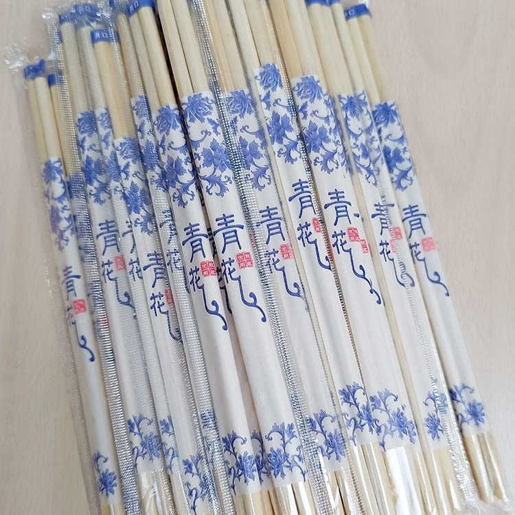 独立包装加长加粗青花一次性筷子适合家用餐馆结婚聚餐户外使用