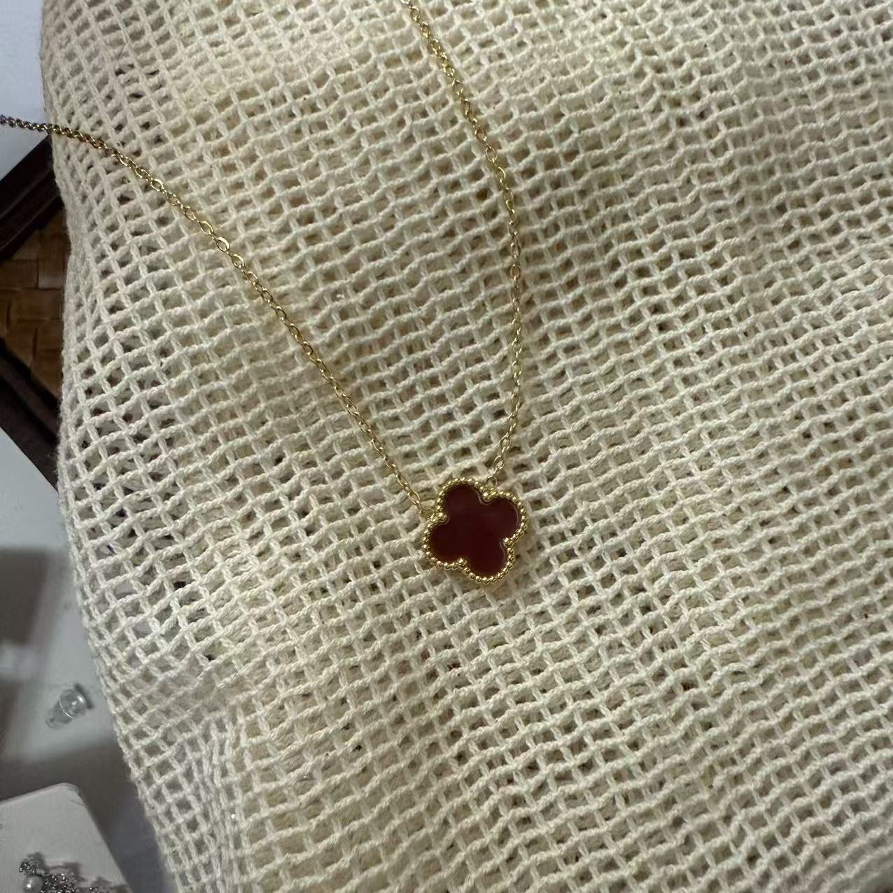 钛钢项链 1845 超高版 不易褪色四叶花高级感气质项链