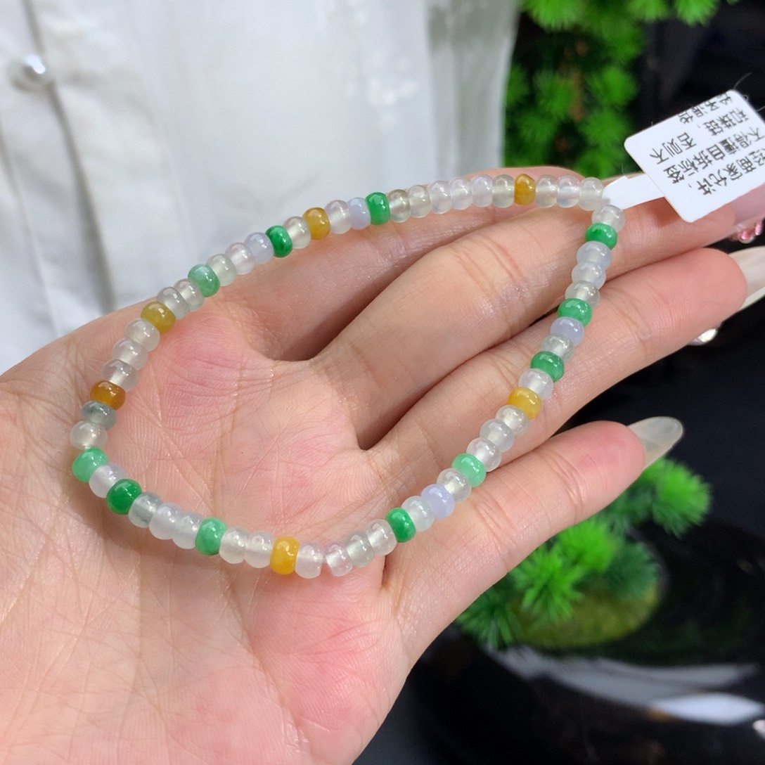 未镶嵌翡翠手链卡4.5冰胶算盘手串