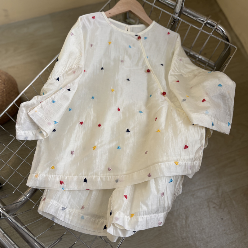 女童新中式套装2025新款夏季儿童国风衣服洋气大童女孩短裤两件套