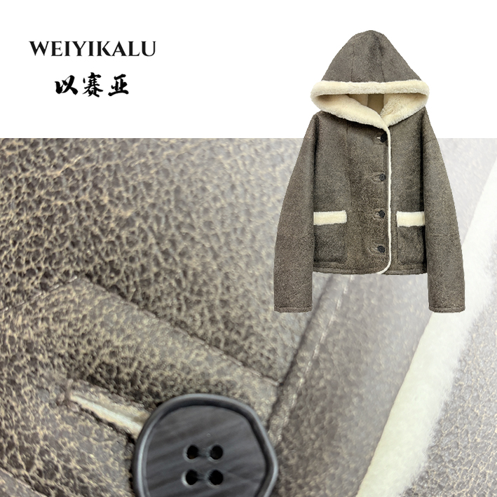 以赛亚 反季清仓 25年AT皮草女款时尚百搭羊皮毛一体外套 23372