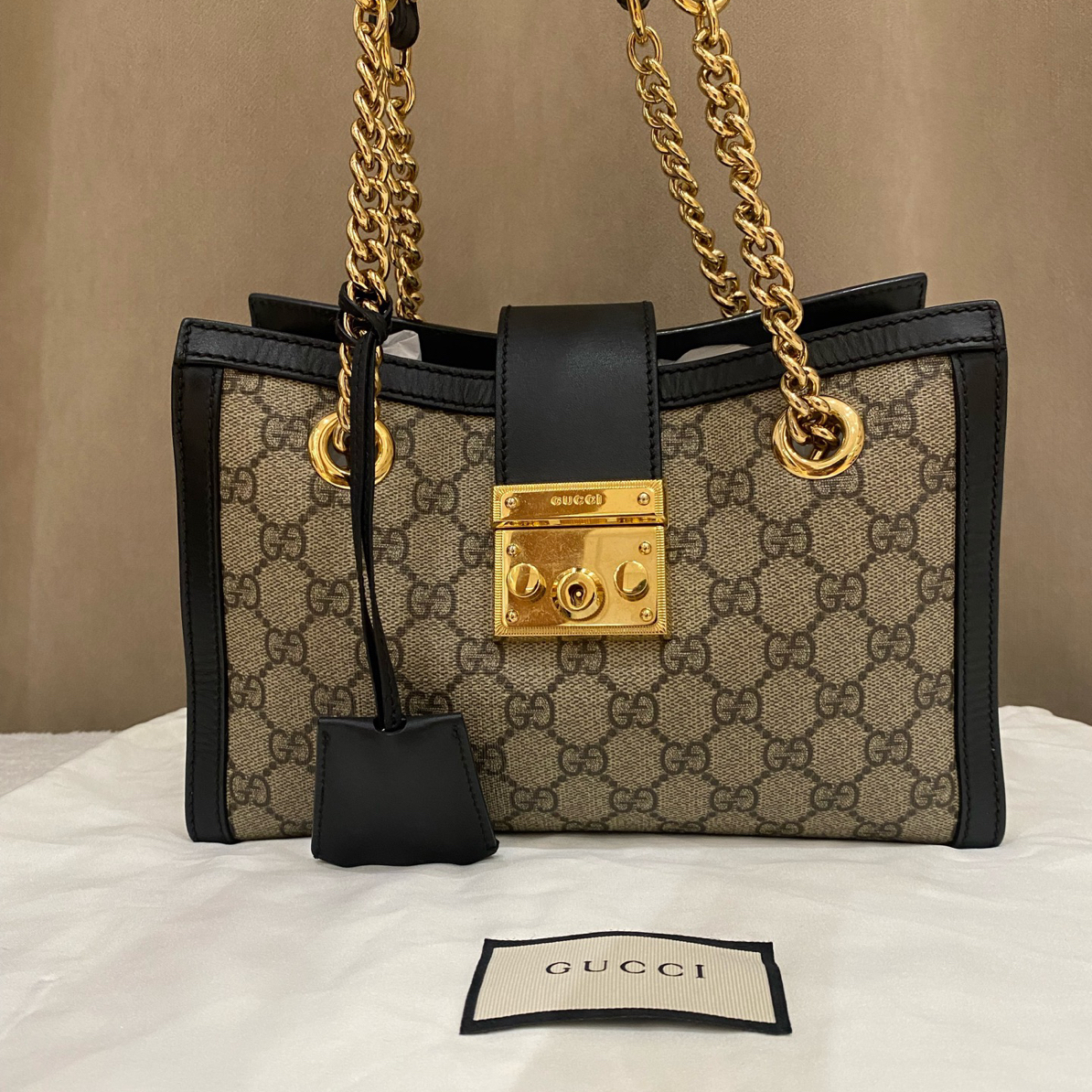 95新 GUCCI/古驰 padlock小号老花黑色单肩包 经典永不过时百搭款