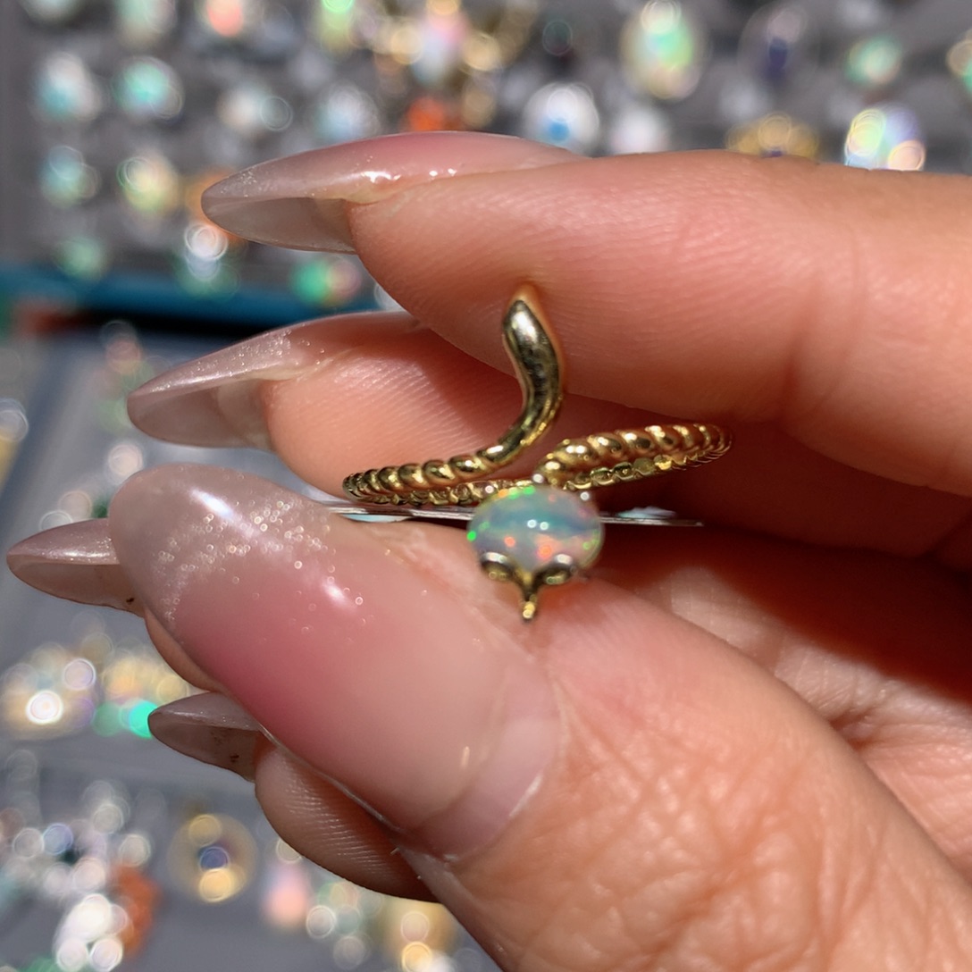 欧泊福利戒指银S925镶嵌