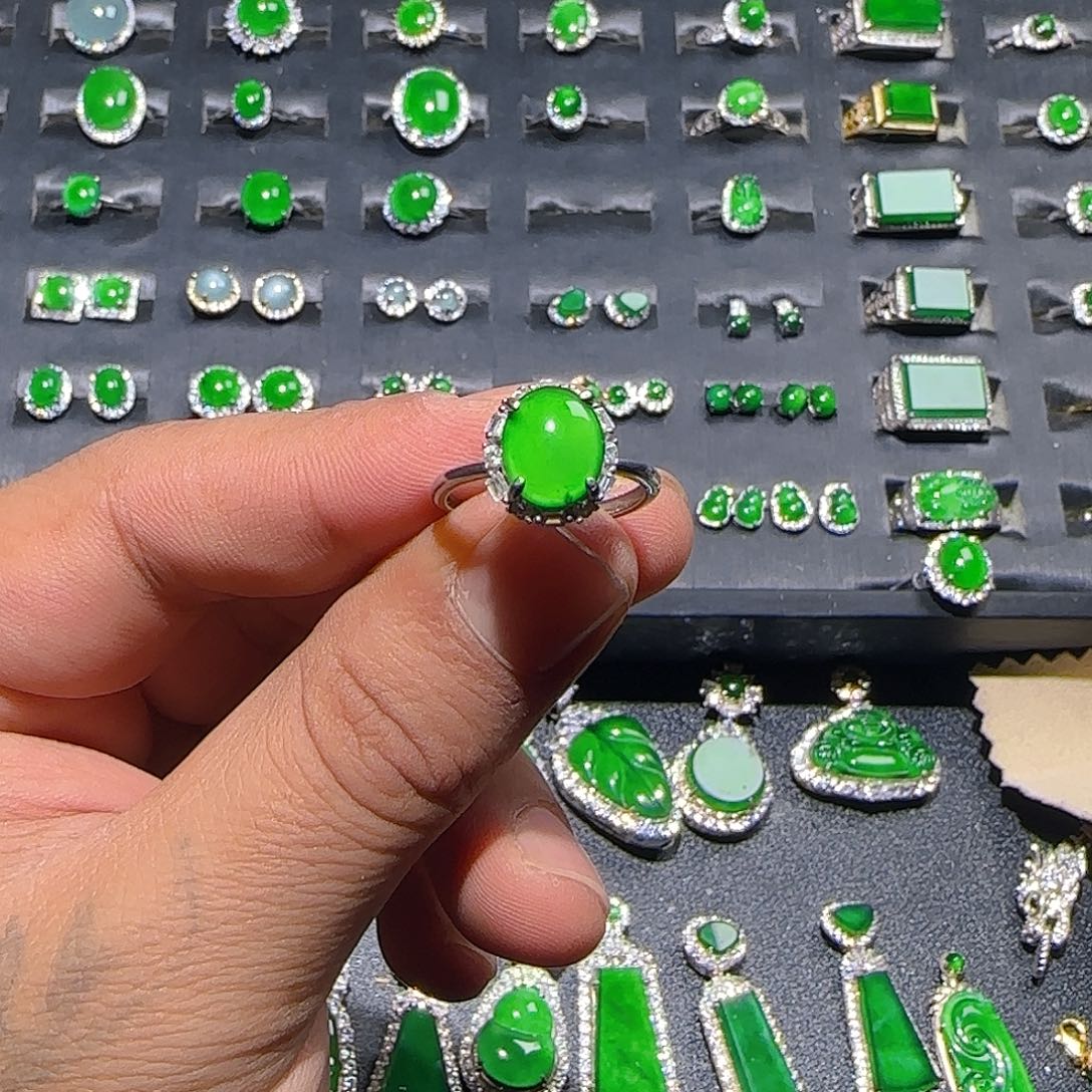 翡翠银S925镶嵌戒指