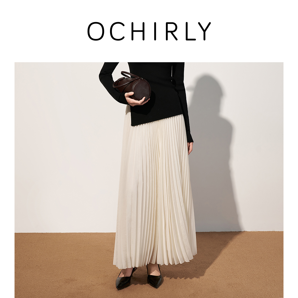 OCHIRLY欧时力 雪纺百褶半身裙女长裙a字裙大摆气质2025秋季新品