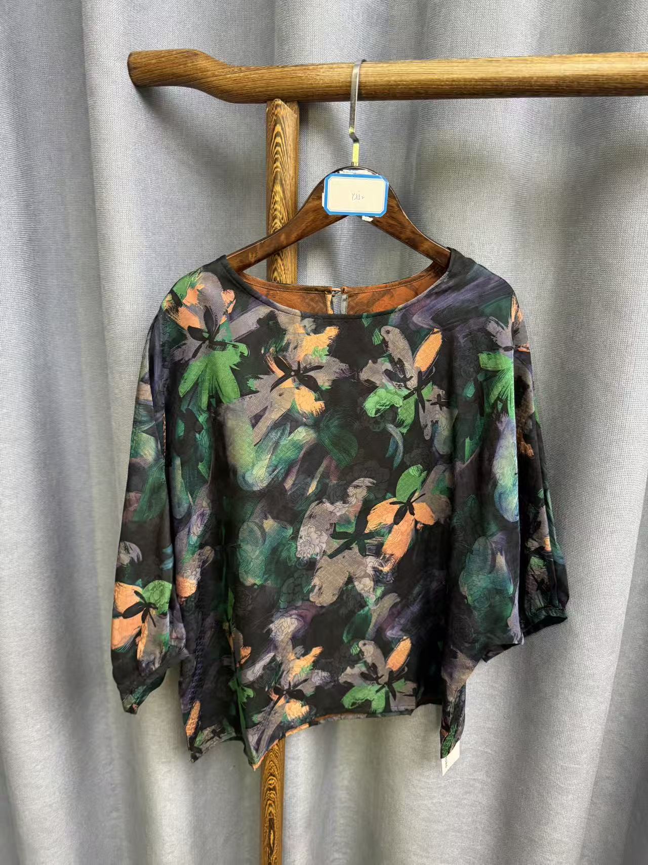 2025新款时尚休闲香云纱圆领上衣Y552