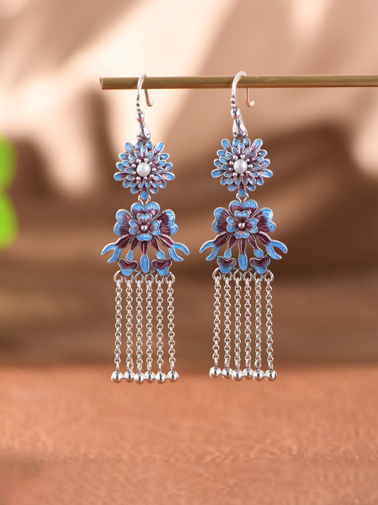 925银仿珍珠耳饰 S925银百搭民族风耳饰 气质长款