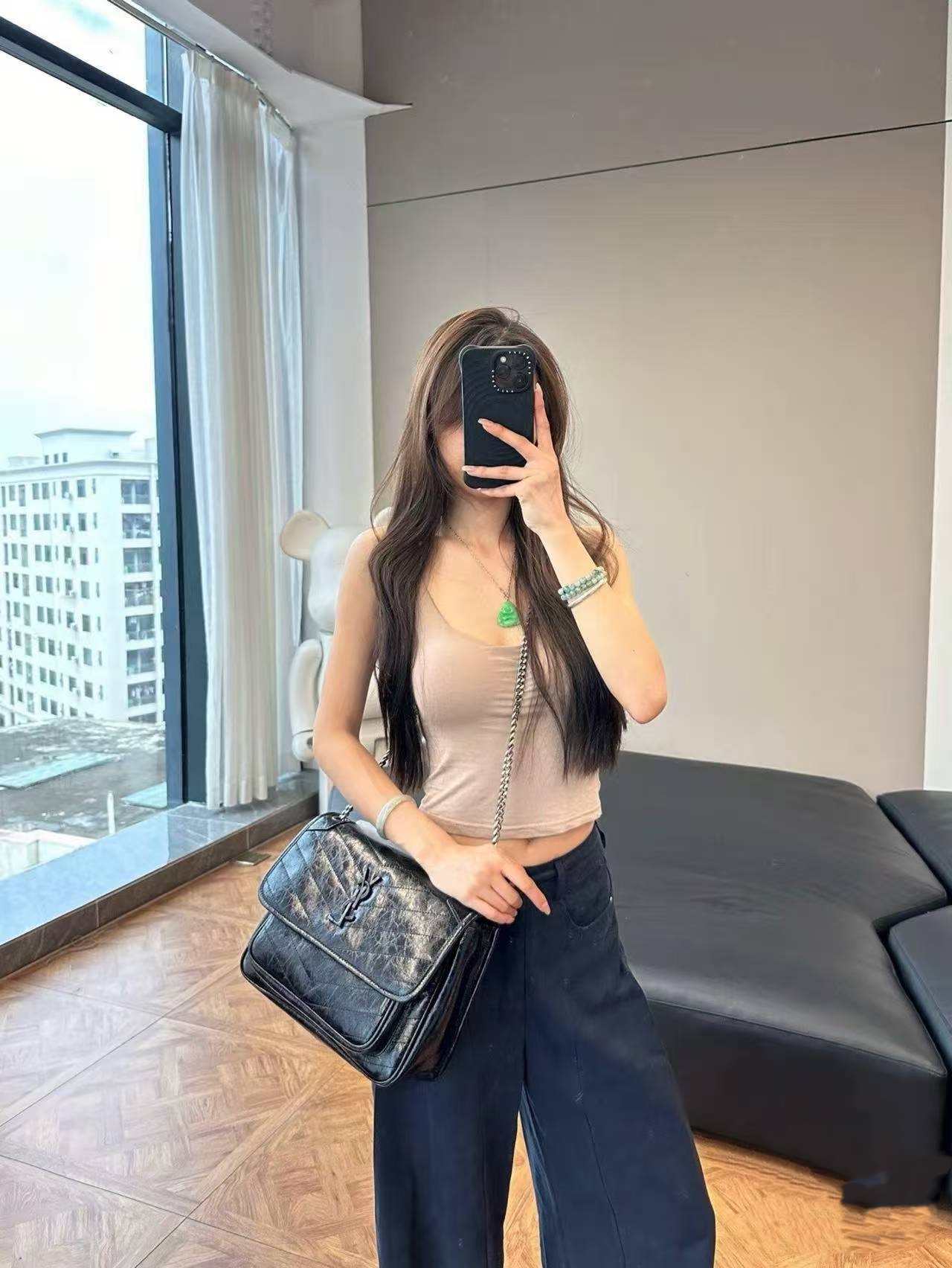 （顺丰包邮）时尚百搭款Y S L小清风奶油风斜跨单肩包