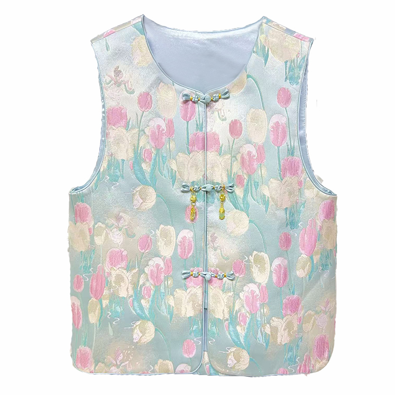 【郁金香】新中式宋锦温柔气质提花背心2025秋新款新中式马甲