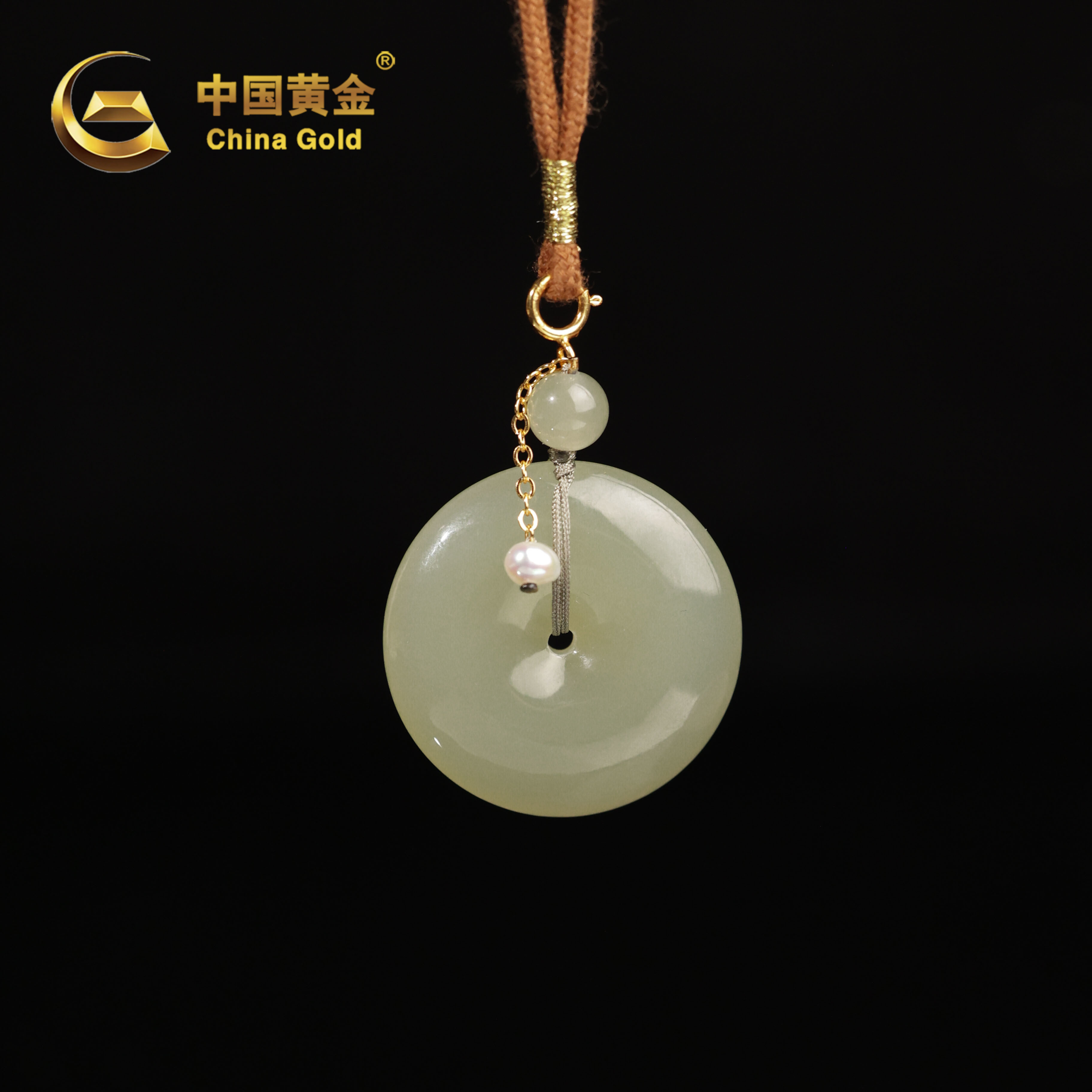  【中国黄金】S925银和田玉晴水平安扣项链-X2783-【北】