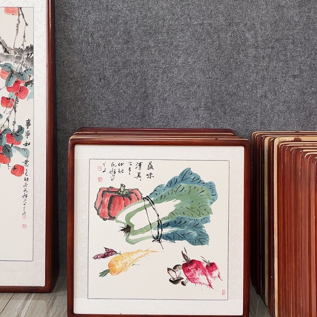 国画书画作品带框63×63