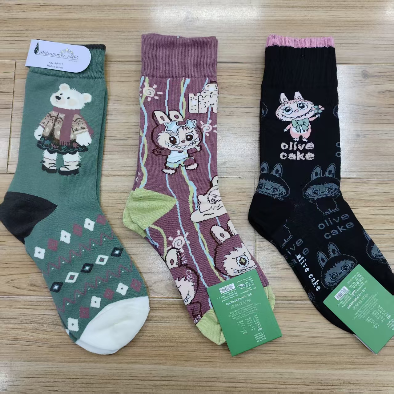 （福利三双）秋冬款棉袜透气卡通图案系列休闲运动风男女同款袜子46