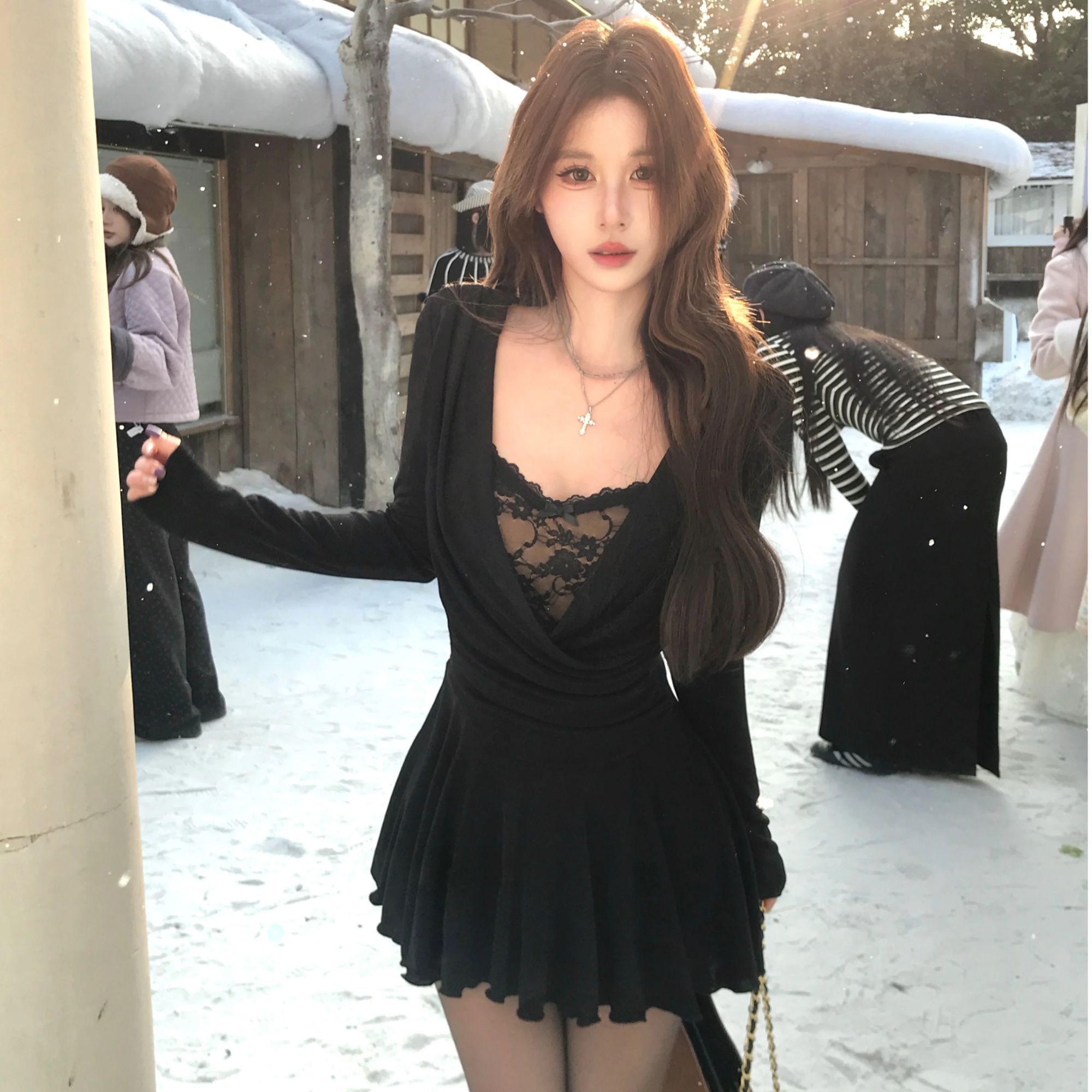 无运险【JIAXUPANG】收腰修身连衣裙