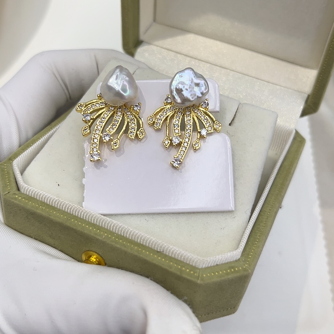 耳饰合金淡水珍珠