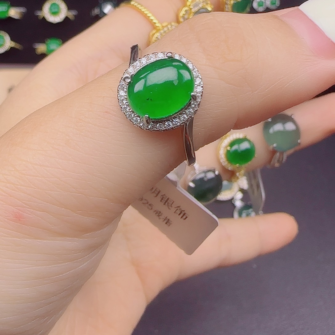 翡翠戒指银S925镶嵌11111111