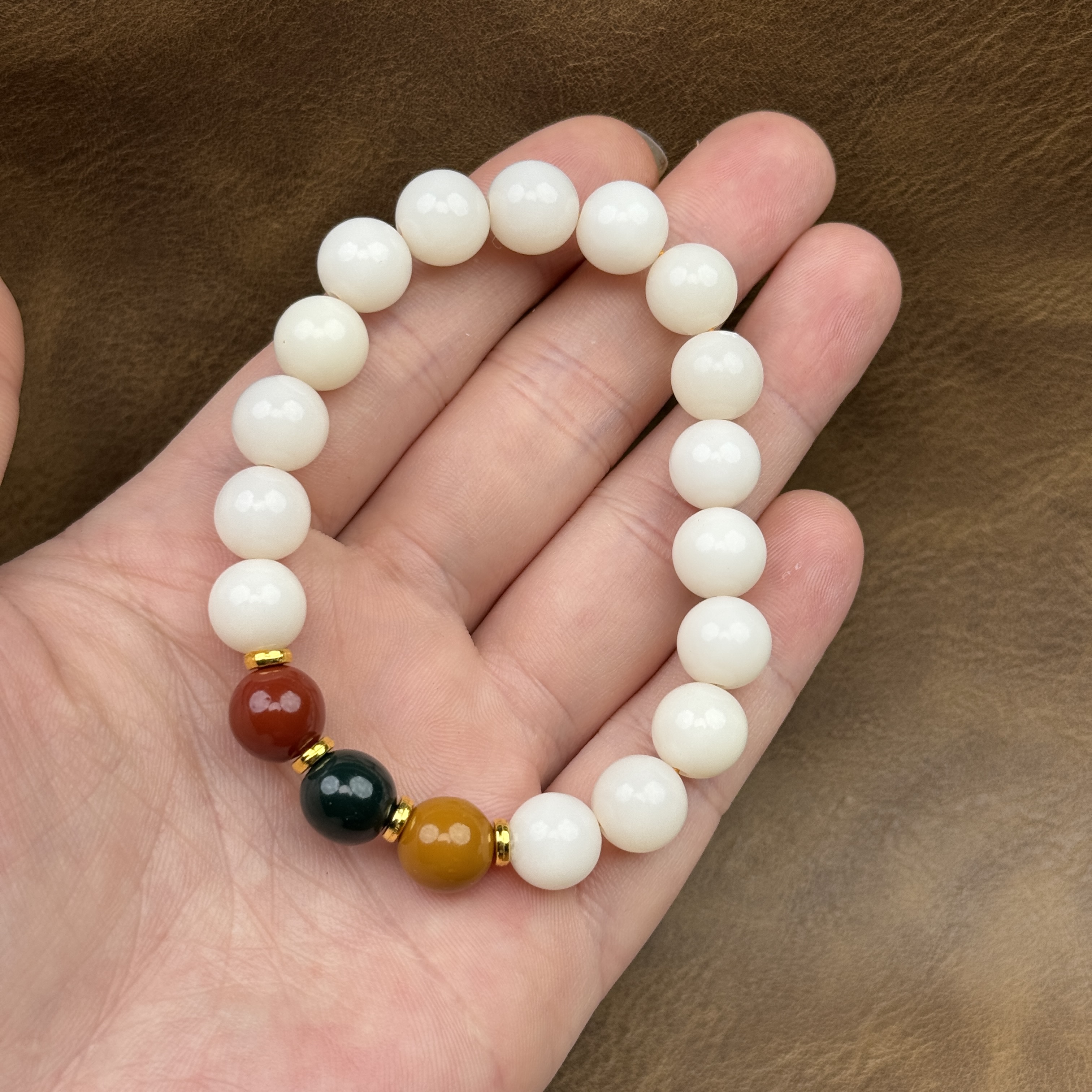 三色白玉菩提1.0手串 (无礼盒)K63