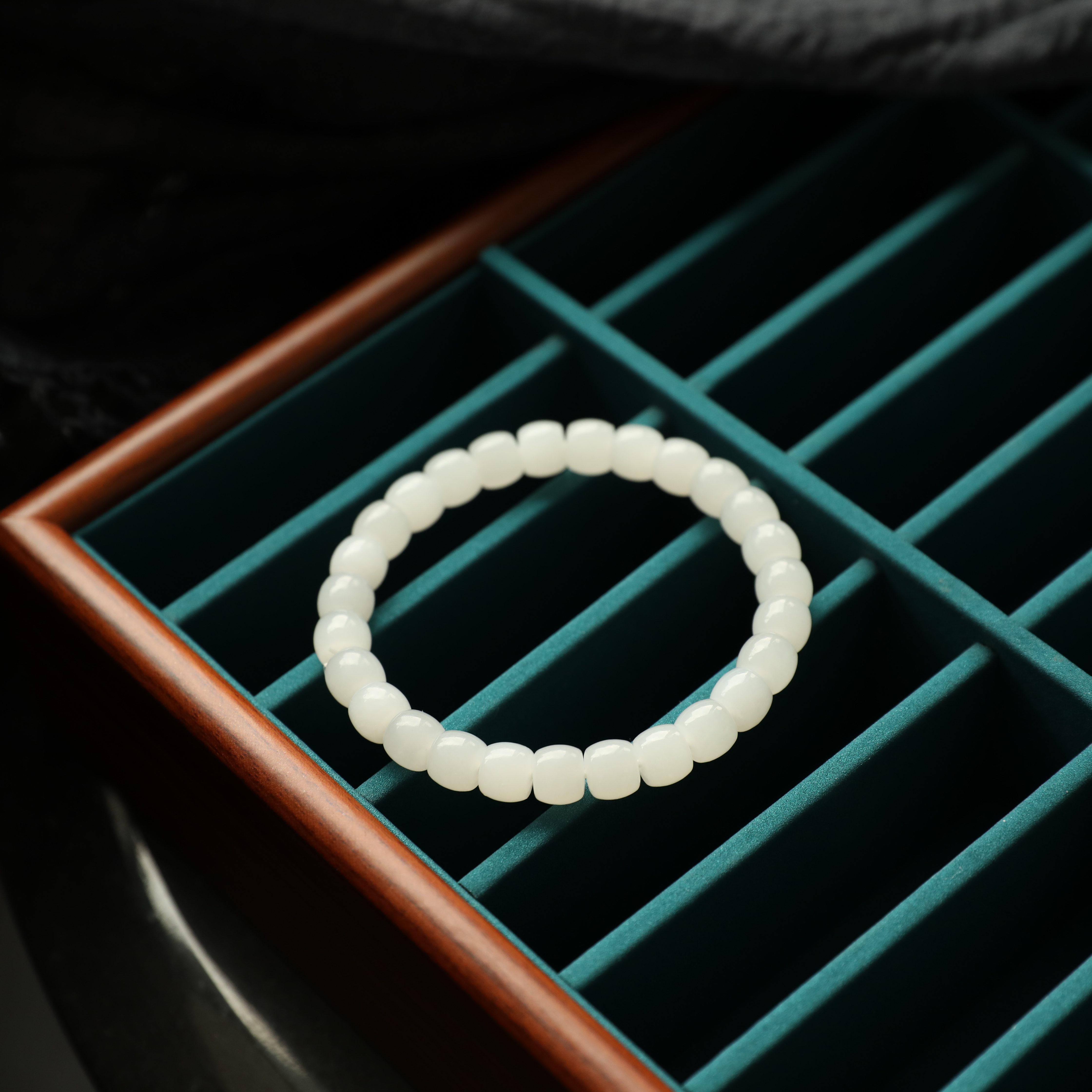 【潮生珠宝】和田玉白玉极限弧卡8mm收藏送礼款手串