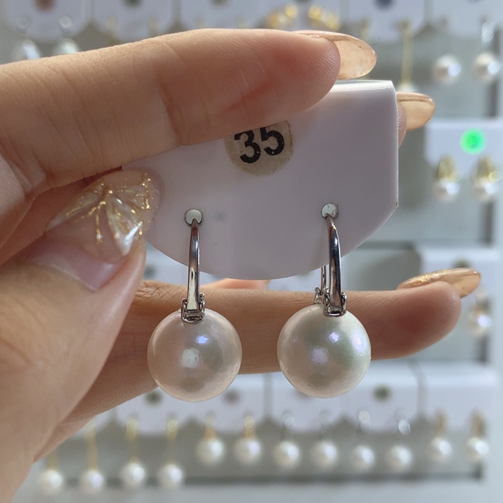 淡水珍珠耳饰银S925镶嵌