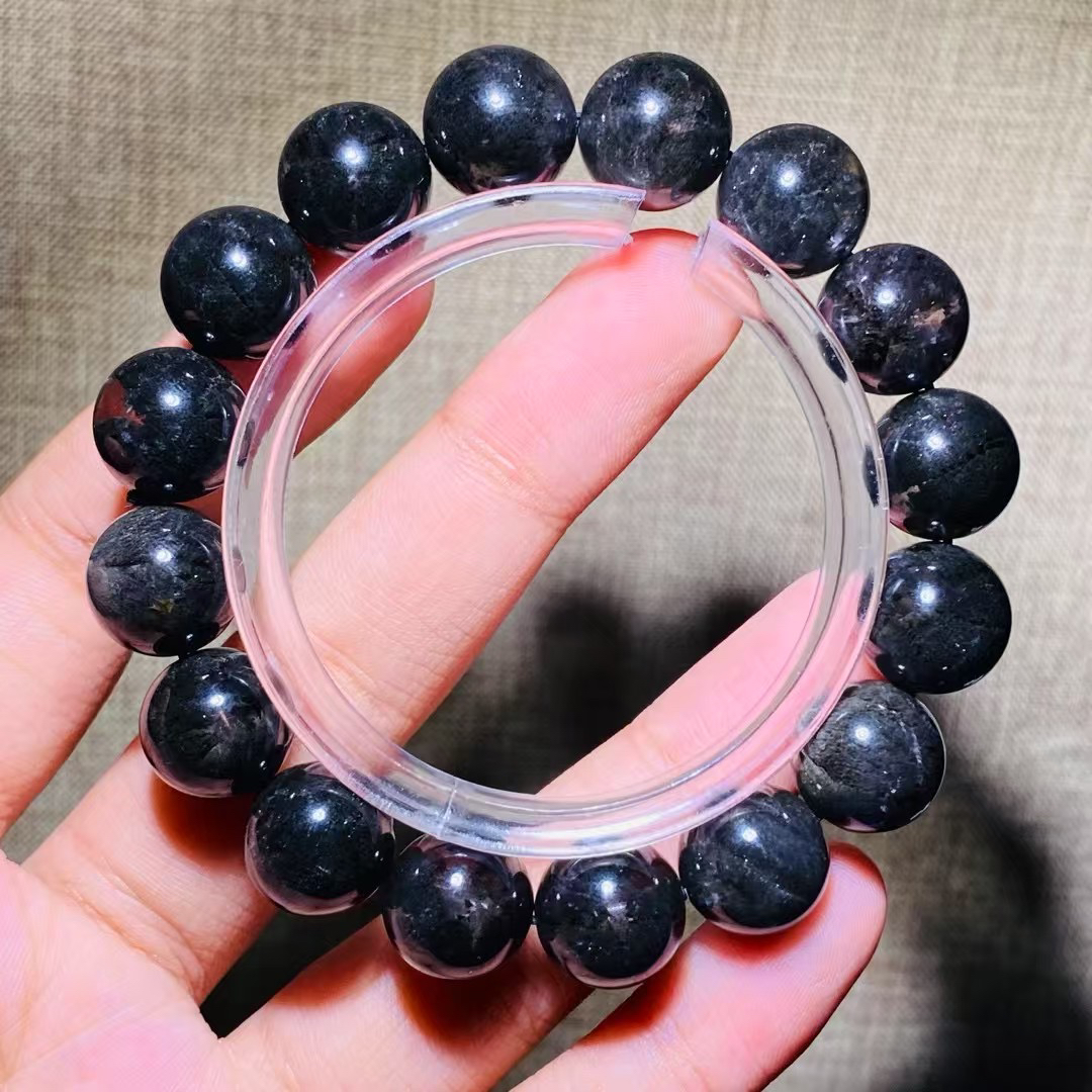 天然黑极光六芒星米字花手链12毫米左右