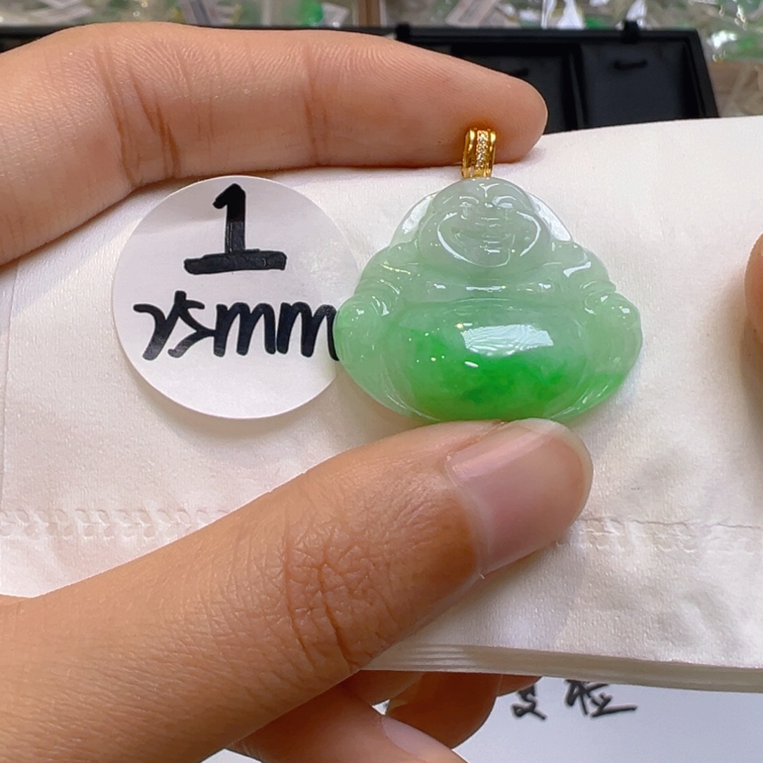 翡翠18K金镶嵌吊坠(不含链)