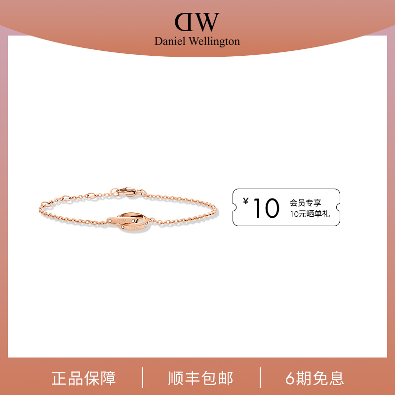 合金手链 【店铺热销款】DW手链时尚饰品情侣款手链闪耀小双环手链 