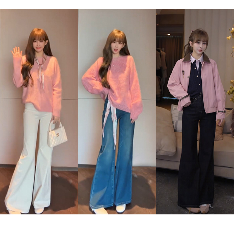 【mimius】U 四面弹高腰修身百搭微喇牛仔裤 WG08050