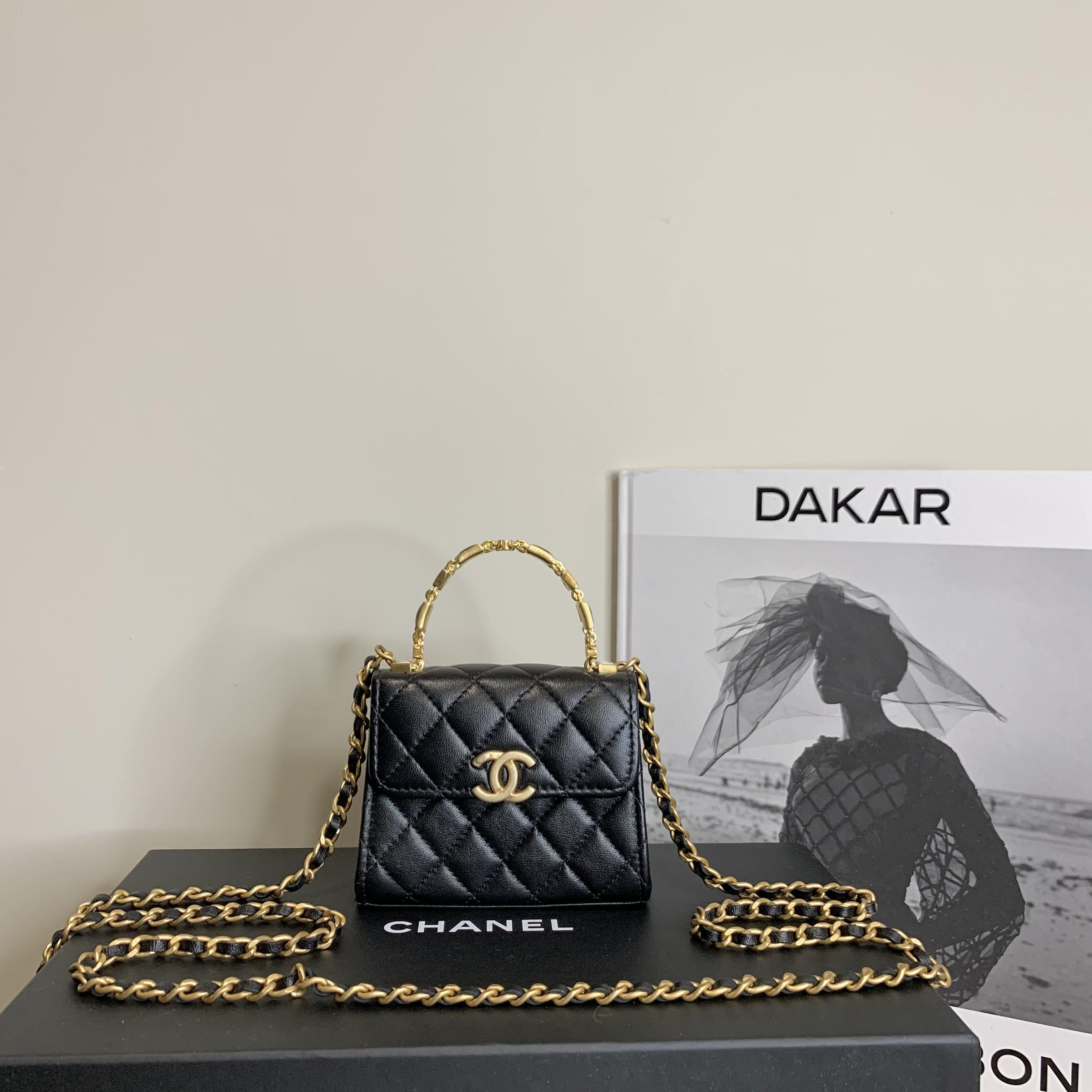 99新 Chanel/香奈儿 壹臻/22b黑金羊kelly mini27023975