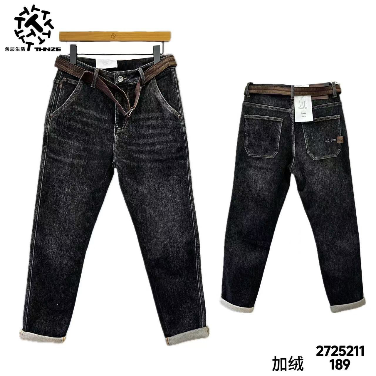 含辰生活男士冬季抓绒舒适软牛仔裤27252