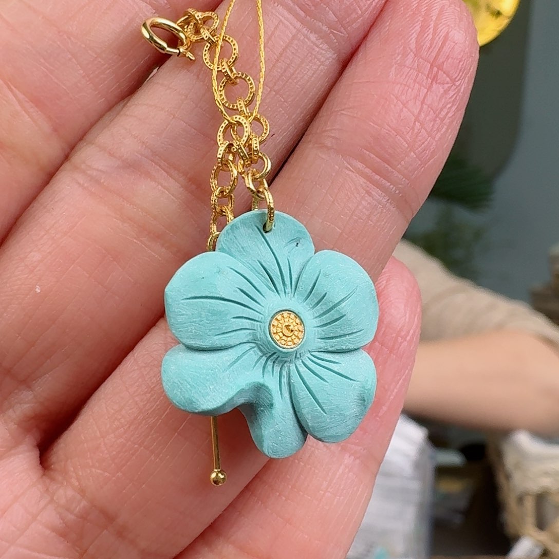 绿松石珠宝奇石18K金镶嵌