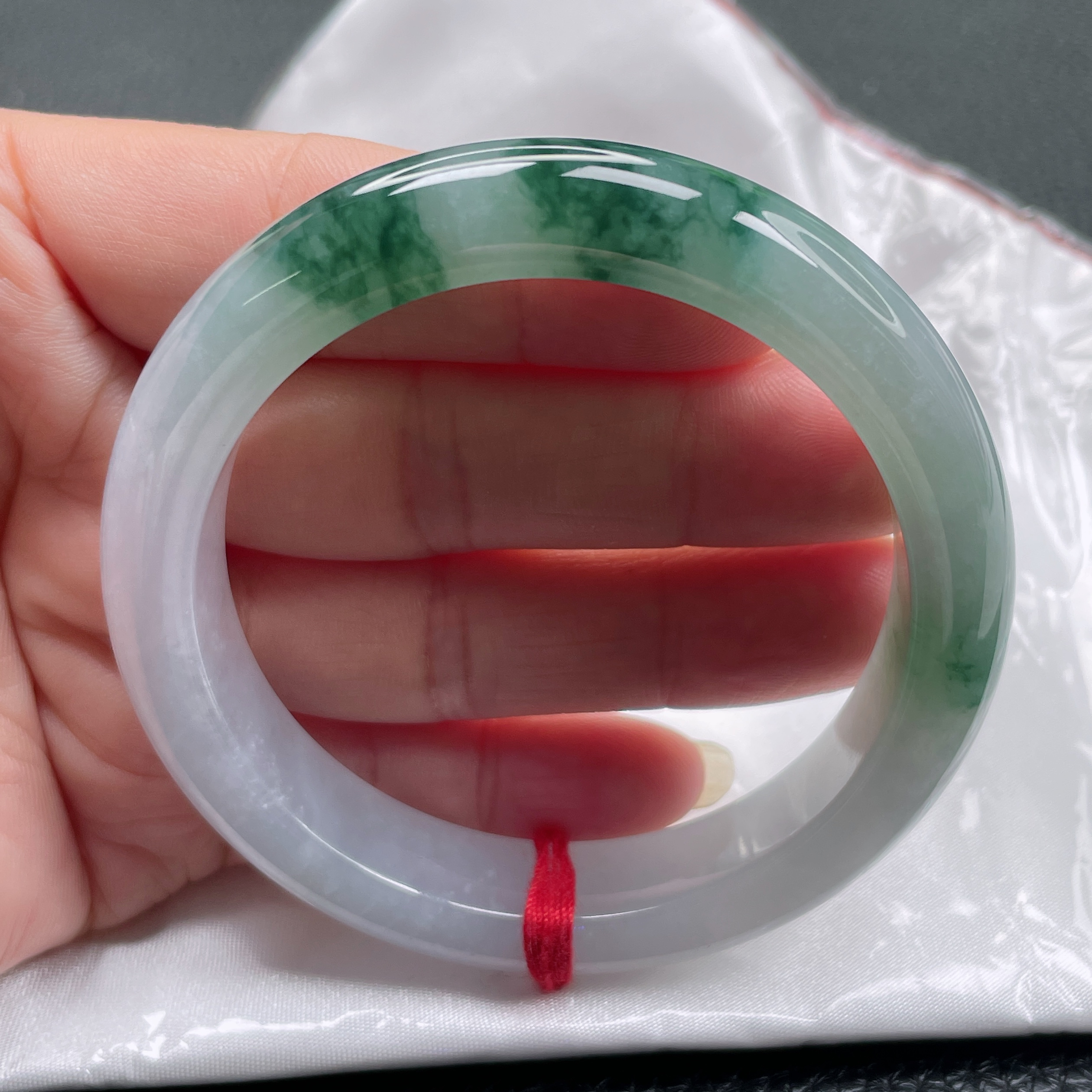 1515缅甸天然A货翡翠手镯55圈冰飘花手镯时尚百搭女款精美玉手镯