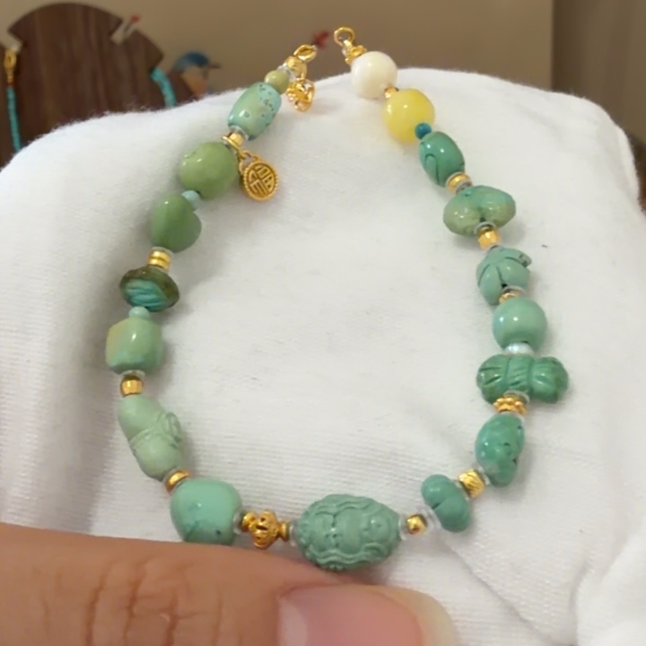 绿松石银S925镶嵌绿松石