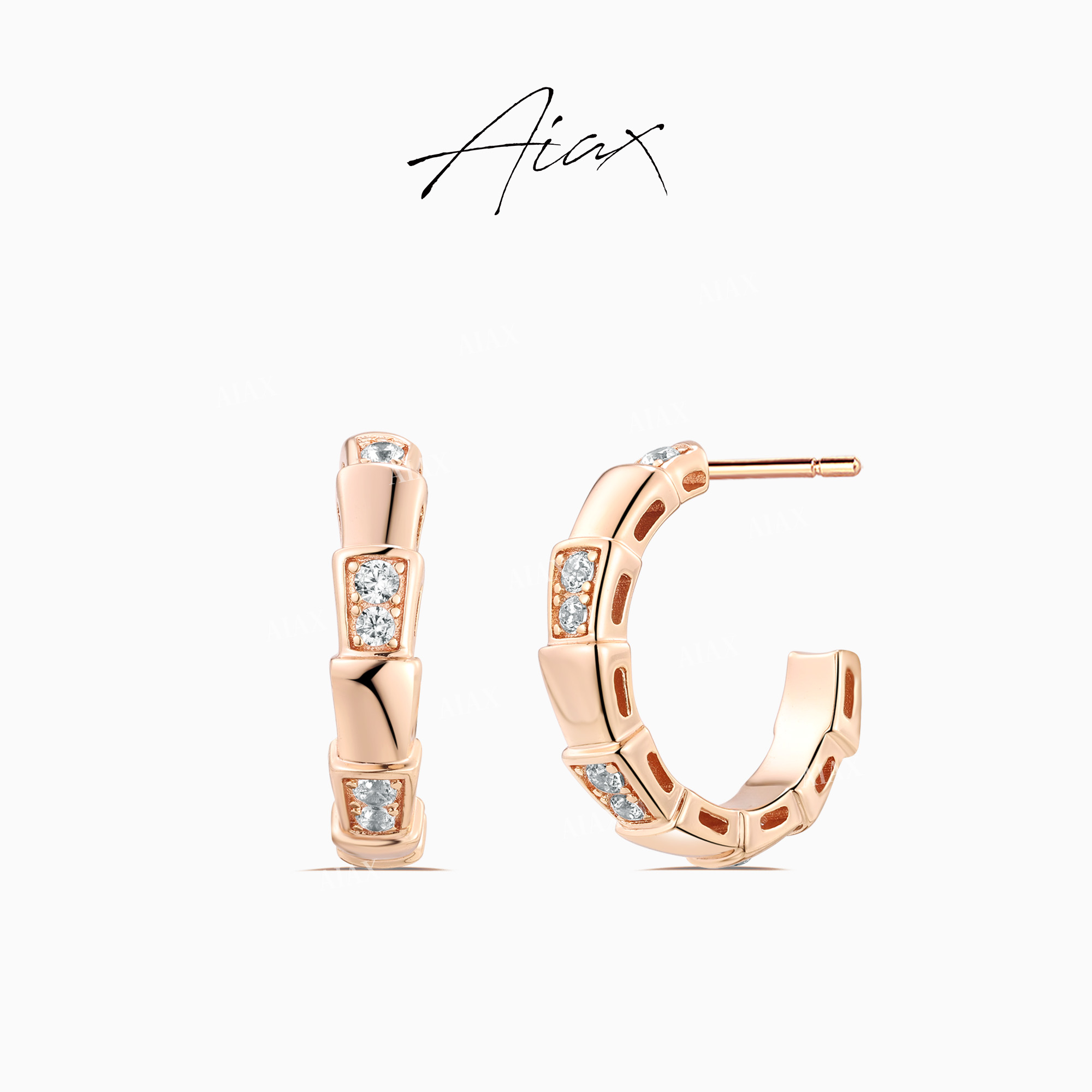 AIAX 镀K金 【蛇年生肖】简约经典精致奢华圈圈耳环TSL1287