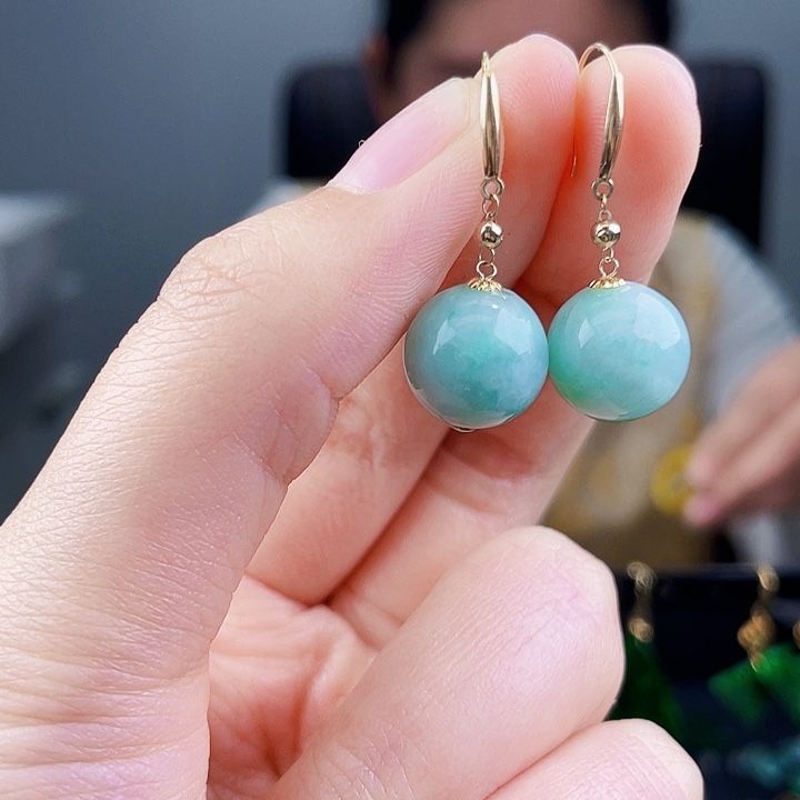 翡翠耳饰18K金镶嵌饰品