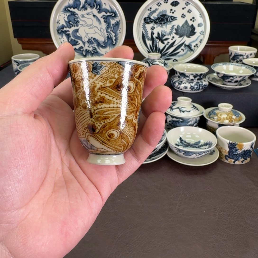 瓷片海水鳜鱼闻香杯元经秘旨
