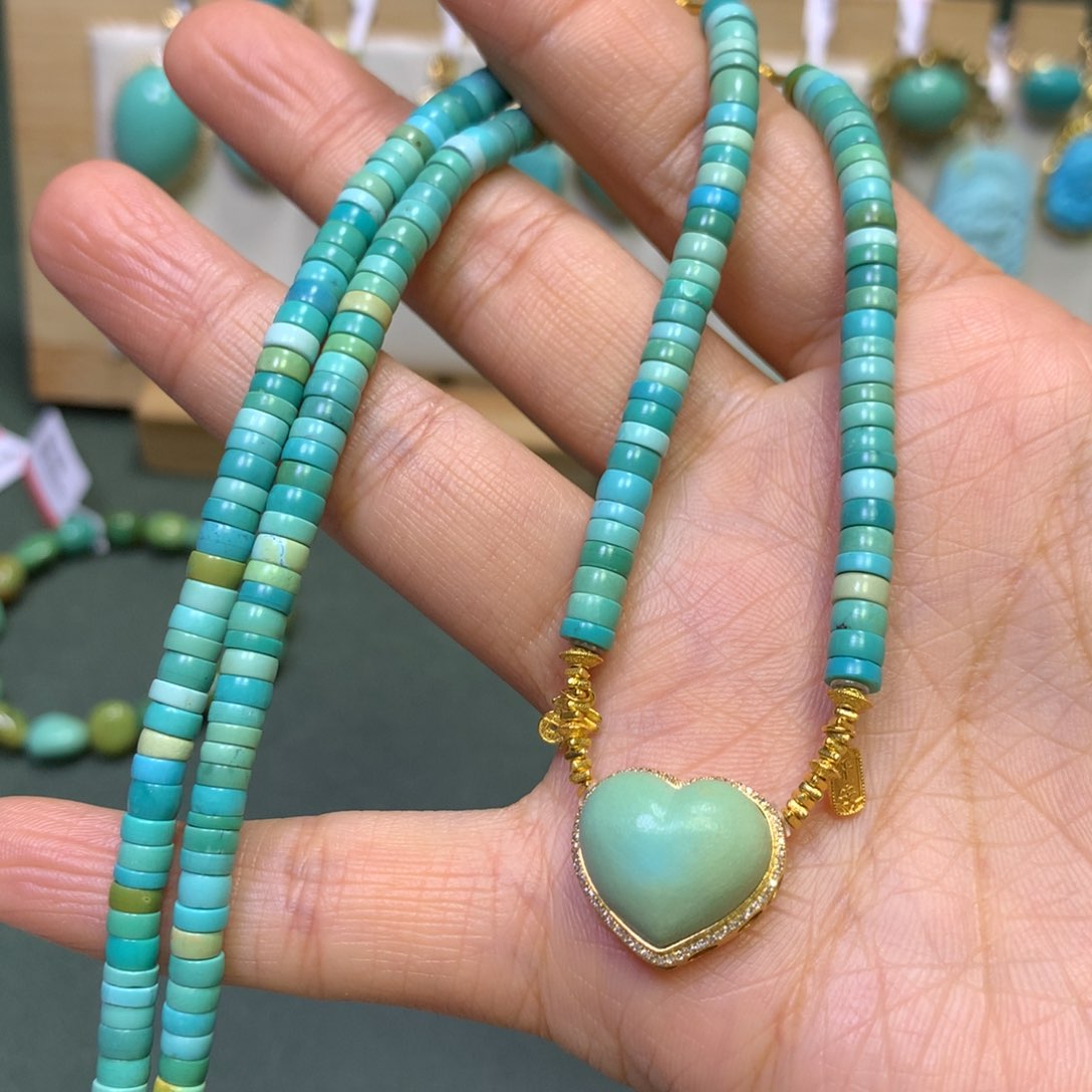 绿松石项链18K金镶嵌