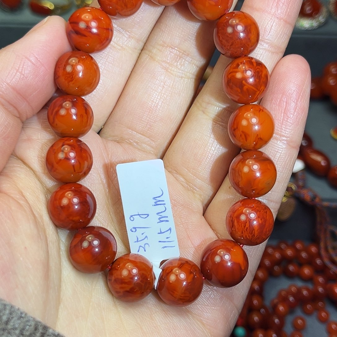 南红玛瑙手串11.5mm未镶嵌渣*灰