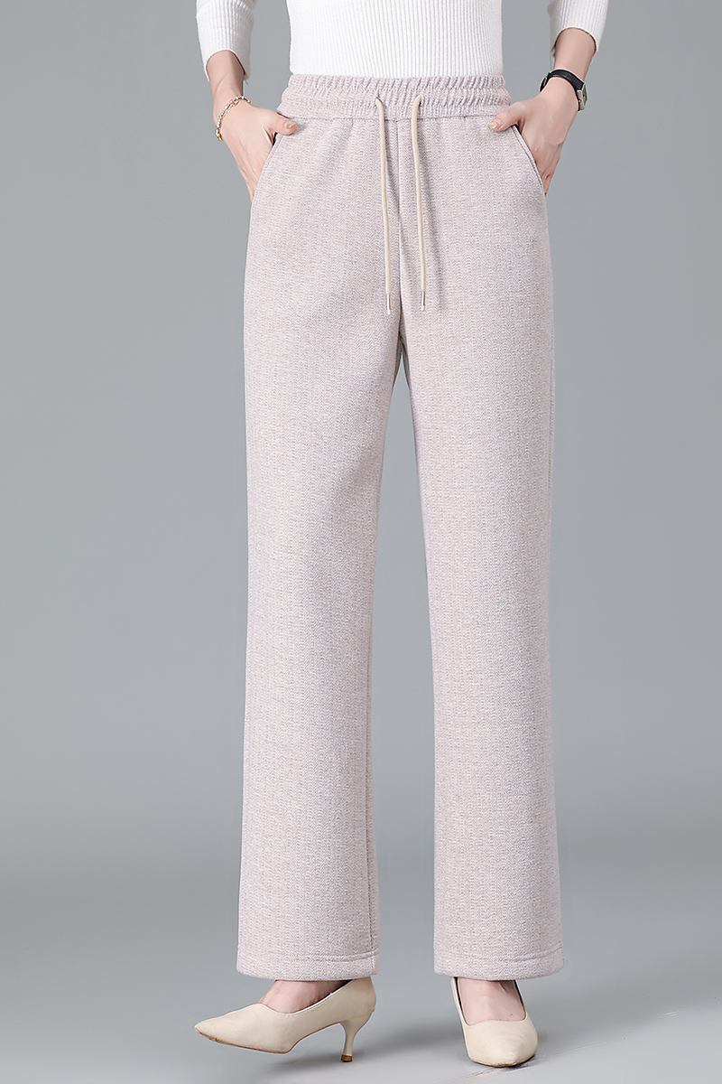 妈妈裤子春秋季2025新款高腰宽松中老年女裤松紧腰秋冬休闲直筒裤