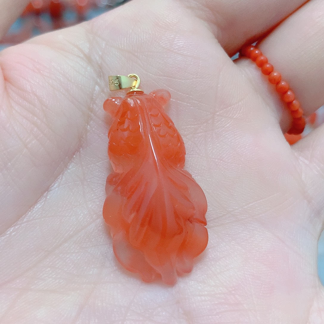 南红玛瑙吊坠(不含链)银S925镶嵌