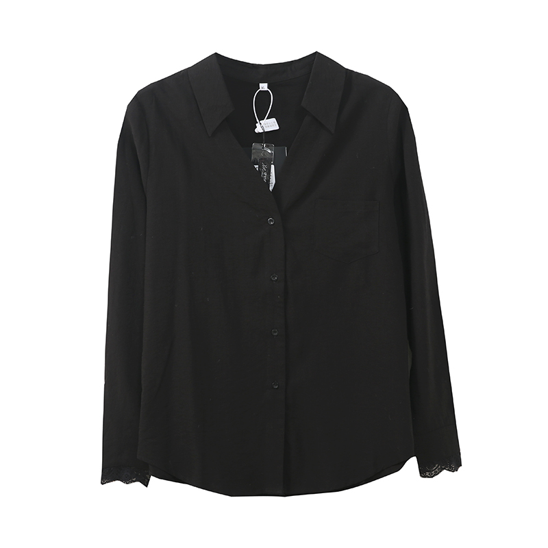 大码女装设计感ins风拼接蕾丝衬衫女2025春季百搭显瘦上衣121954