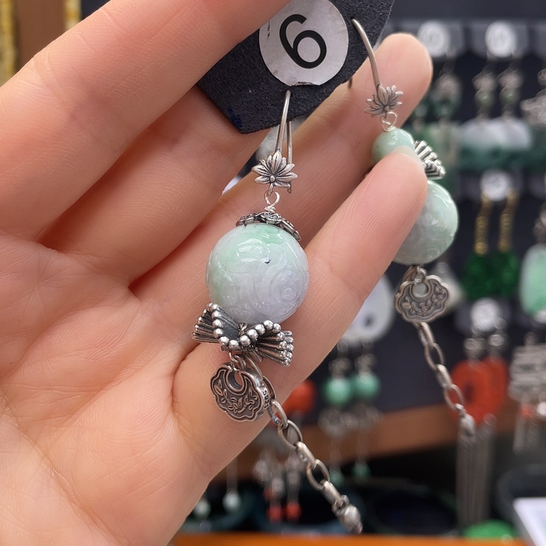 翡翠耳饰银S925镶嵌爱****人569yjjuyhu