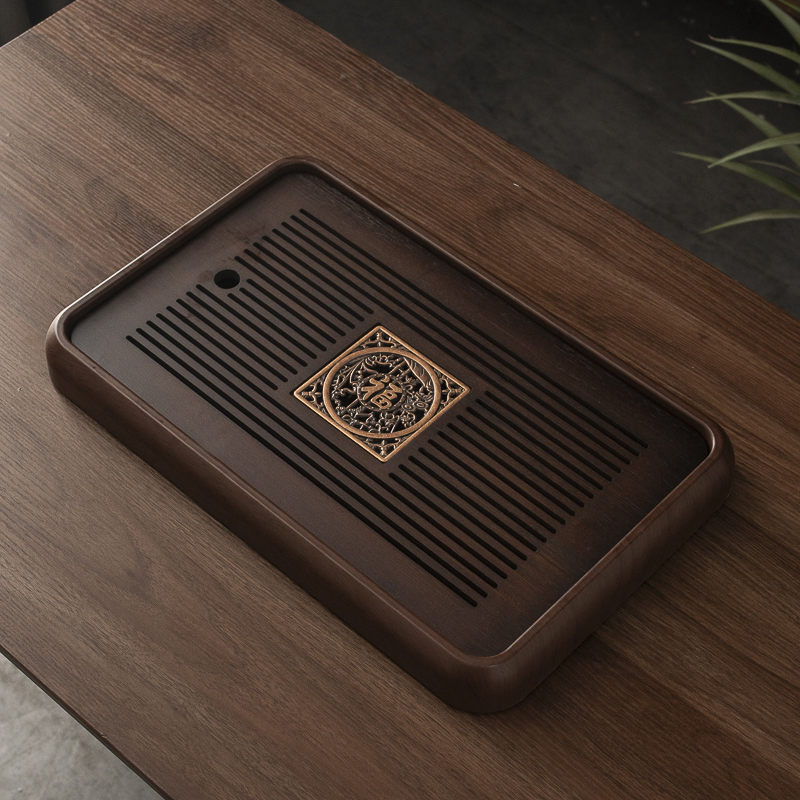家用轻奢小型沥储水式竹茶盘功夫茶具干泡台托盘简约日式沥水