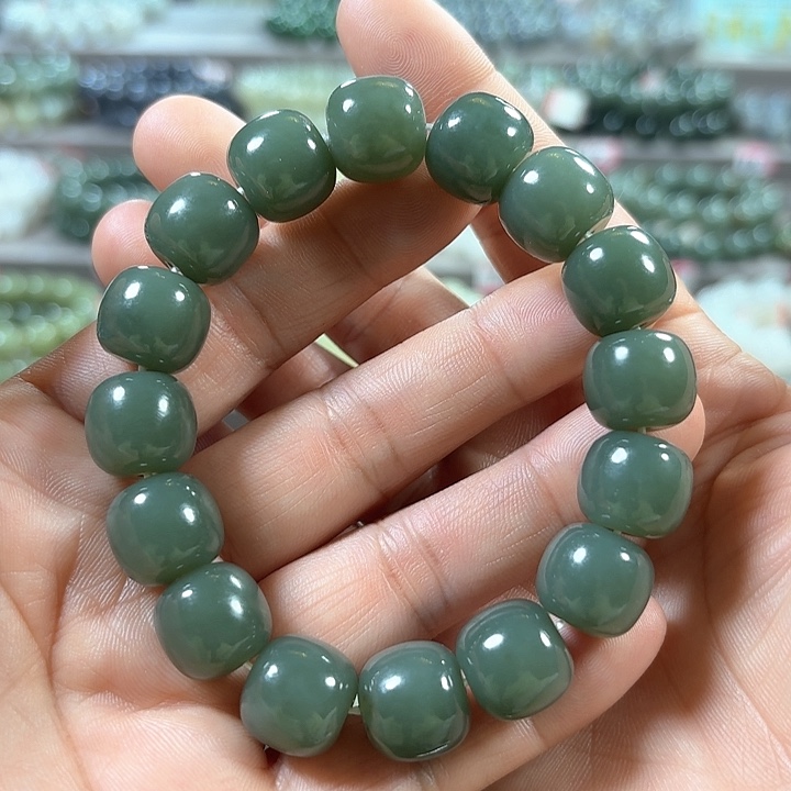 和田玉手链未镶嵌新疆且末蓝老型卡14